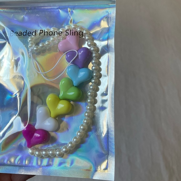 Beaded Love phone sling with multicoloured hearts - Picture 5 of 6